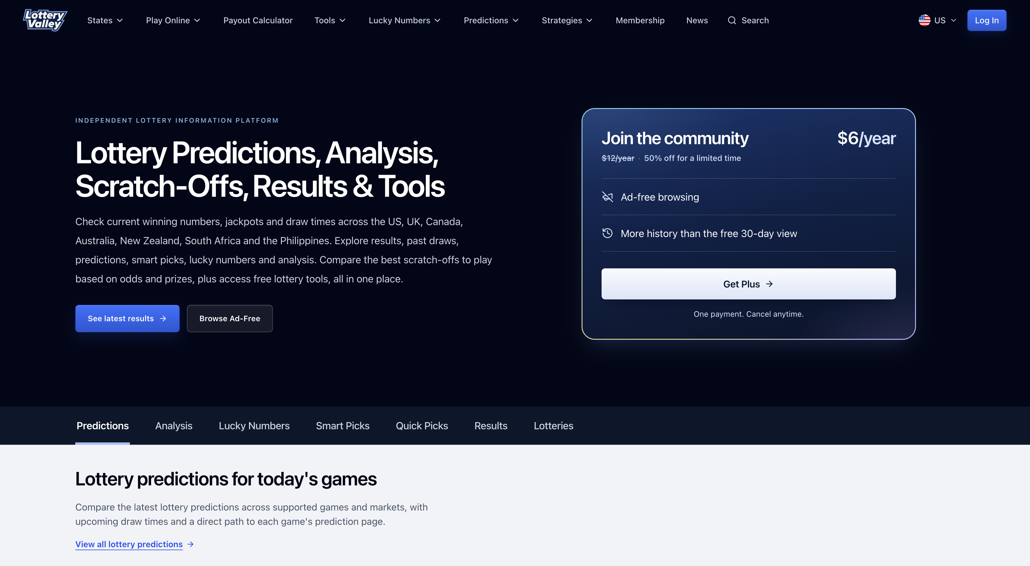 Lottery Valley homepage